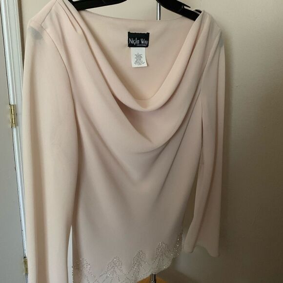 Night Way beaded long sleeve cream top - Picture 7 of 12